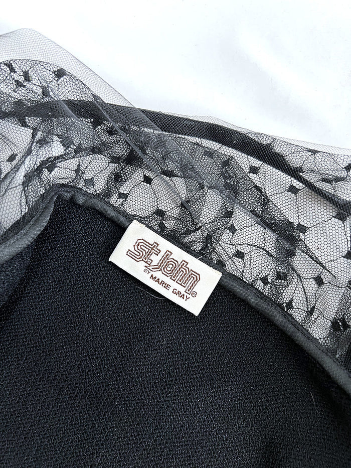 Vintage St. John Size 12/14 (10) Black Lace Sweater
