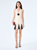 Vivi Mini Dress in White Polka Dot