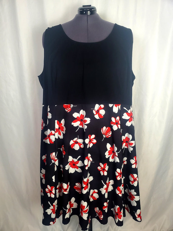 Wayward Fancies by eShakti Size 34W Black & Red Floral Dress
