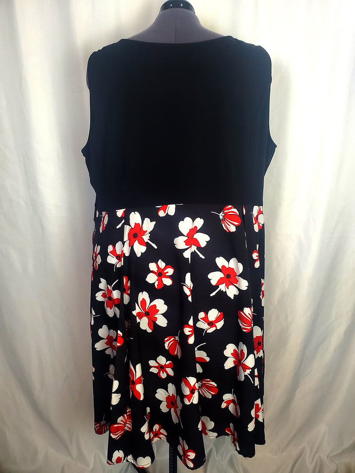 Wayward Fancies by eShakti Size 34W Black & Red Floral Dress