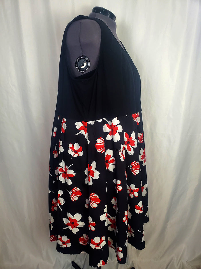 Wayward Fancies by eShakti Size 34W Black & Red Floral Dress