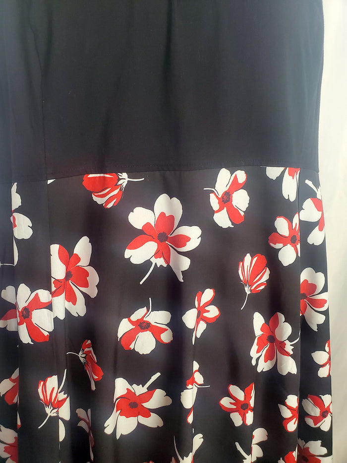 Wayward Fancies by eShakti Size 34W Black & Red Floral Dress