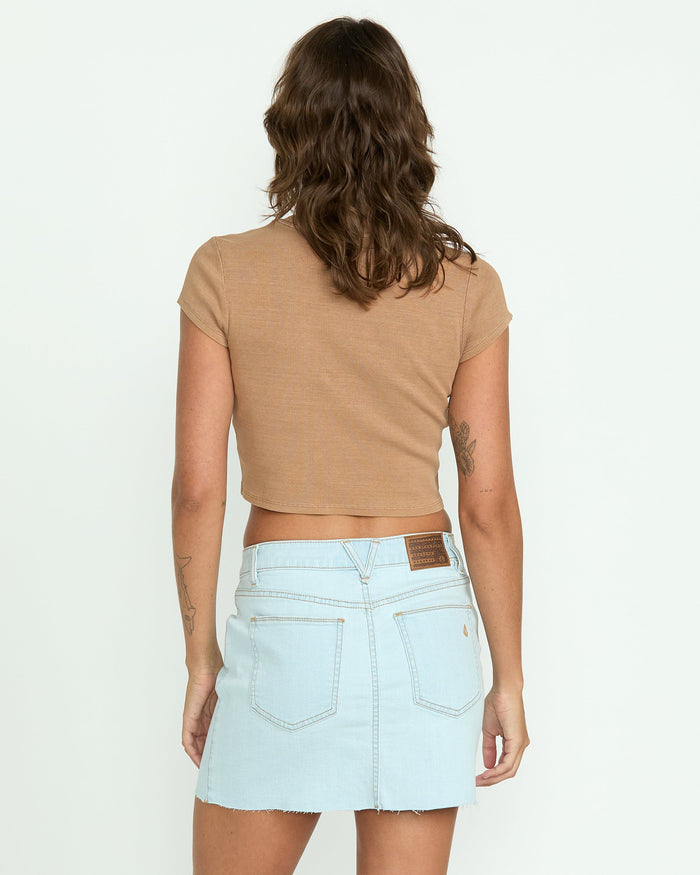 Women's 1991 Mid Short Sleeve Tee-Hazelnut-Volcom