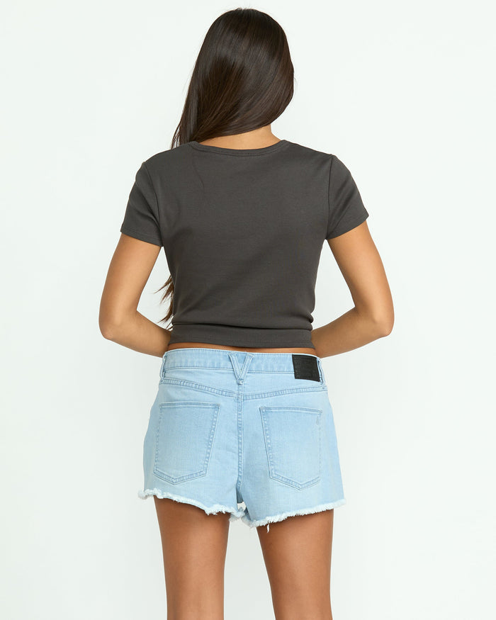 Women's 1991 Stoned Denim Shorts-Blue Drift-Volcom