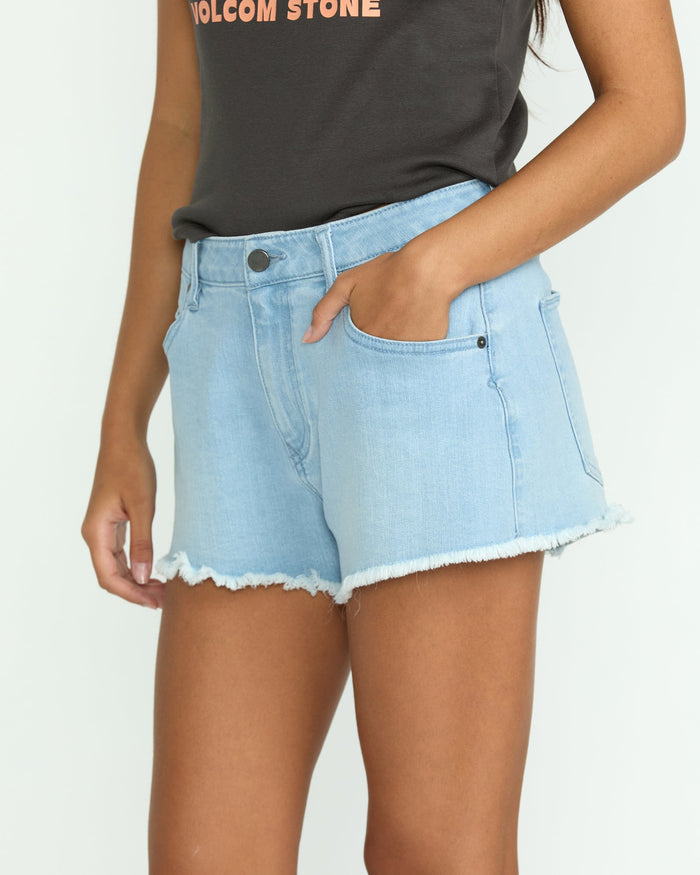 Women's 1991 Stoned Denim Shorts-Blue Drift-Volcom