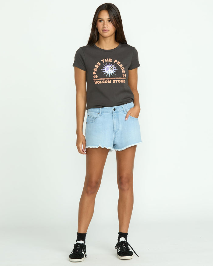Women's 1991 Stoned Denim Shorts-Blue Drift-Volcom
