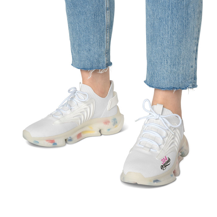Women's All White Mesh Sneakers — Lightweight Breathable Athletic Shoes with '314 Originals' Accent - 314 Originals