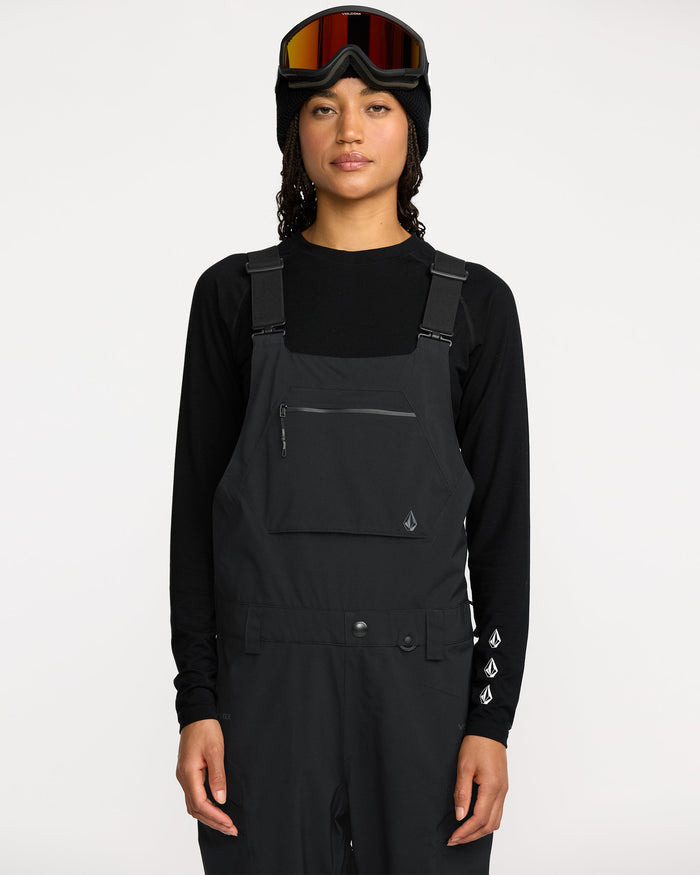Women's Ash Stretch Gore Bib Overall-Black-Volcom