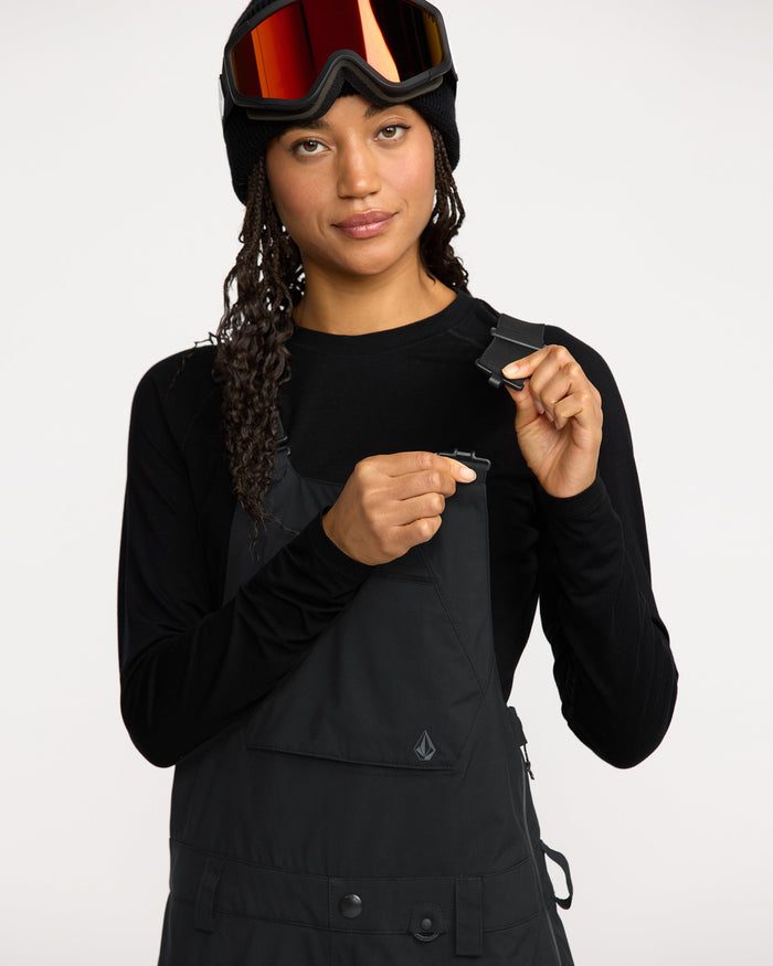 Women's Ash Stretch Gore Bib Overall-Black-Volcom