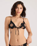 Women's Bright & Sol Tie Front Triangle Top-Black Bronze-Volcom