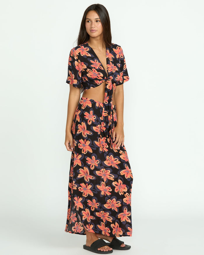 Women's Deep Tropix Skirt-Black-Volcom