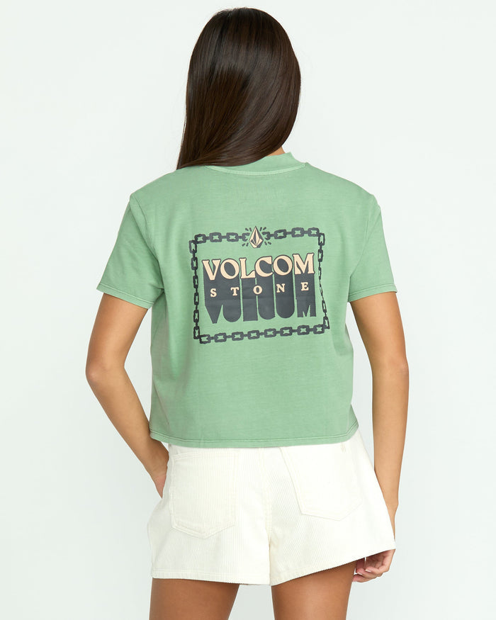 Women's Dial Crop Tee-Seagreen-Volcom