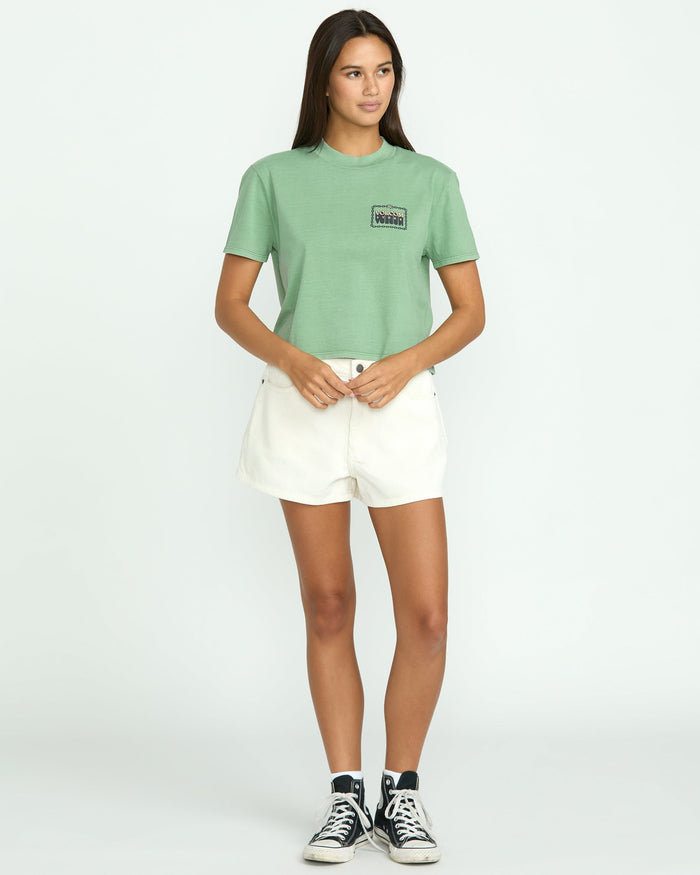 Women's Dial Crop Tee-Seagreen-Volcom
