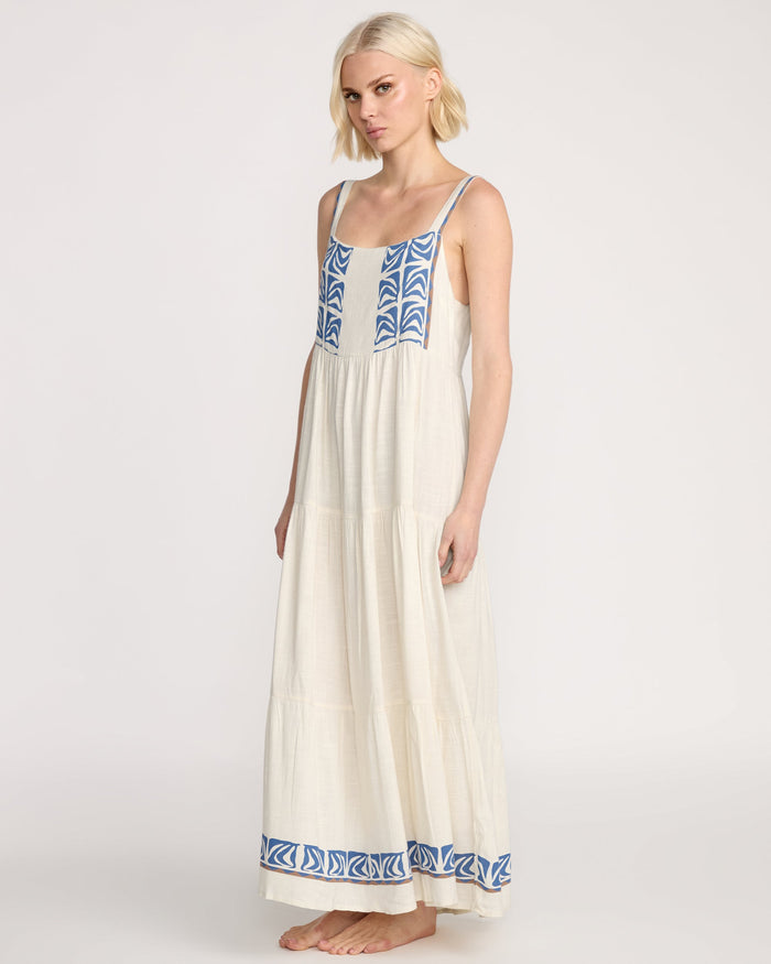 Women's Featured Artist Emma Rushton Maxi Dress-Vintage White-Volcom