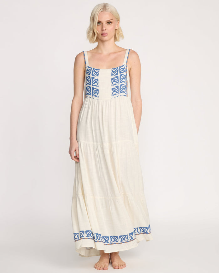 Women's Featured Artist Emma Rushton Maxi Dress-Vintage White-Volcom