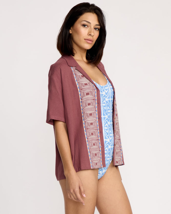 Women's Featured Artist Emma Rushton Short Sleeve Shirt-Vintage Brown-Volcom