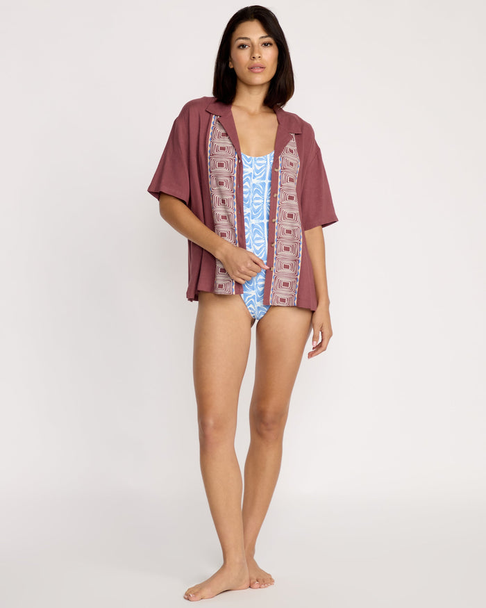 Women's Featured Artist Emma Rushton Short Sleeve Shirt-Vintage Brown-Volcom