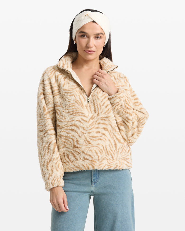 Women's Halfstone Zip Sweatshirt-Vintage White-Volcom