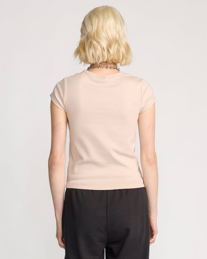 Women's Lived In Baby Tee-Khakiest-Volcom