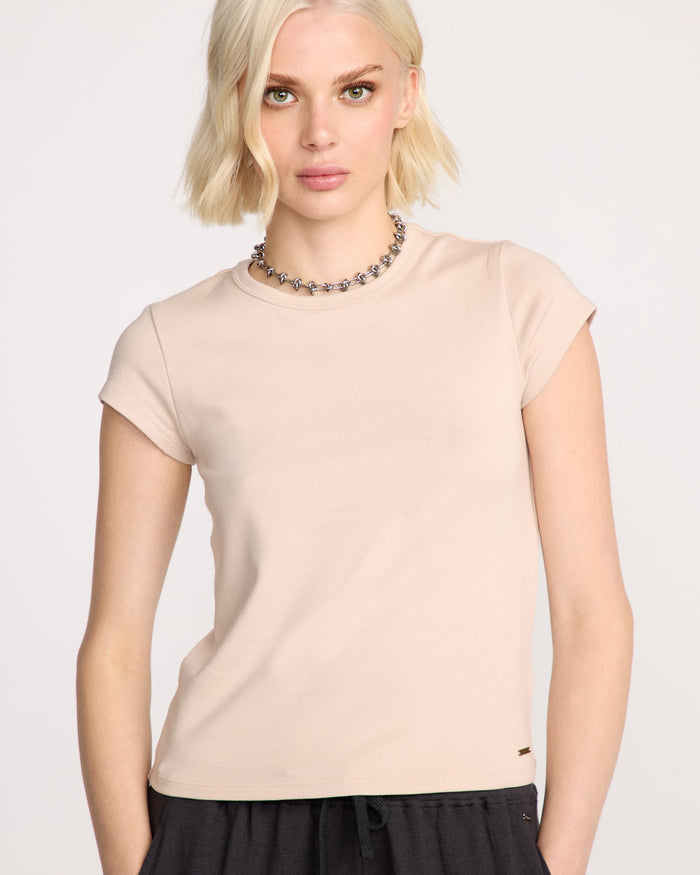 Women's Lived In Baby Tee-Khakiest-Volcom