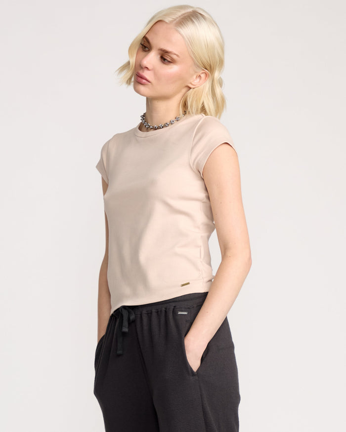 Women's Lived In Baby Tee-Khakiest-Volcom
