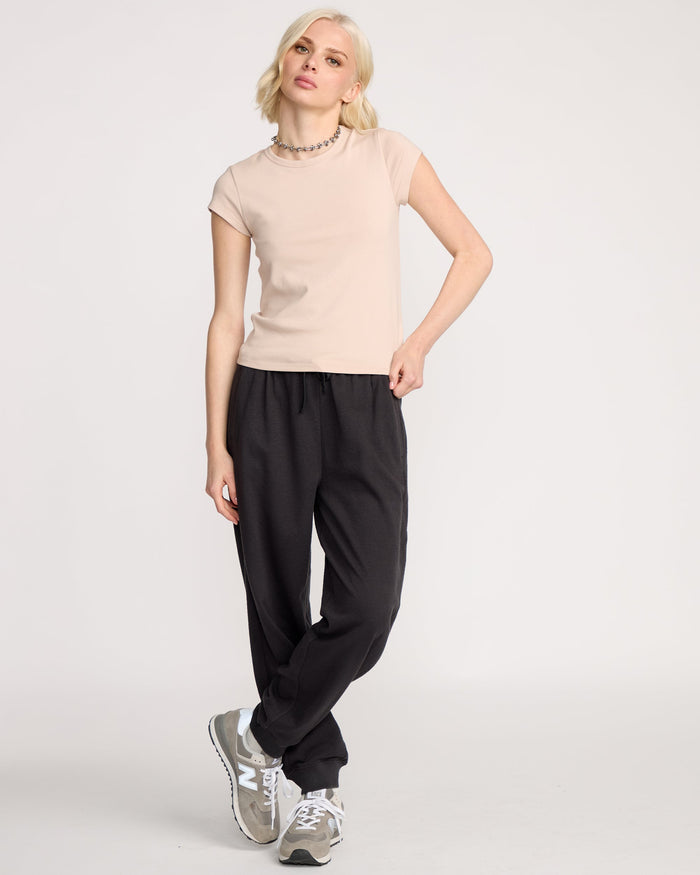 Women's Lived In Baby Tee-Khakiest-Volcom