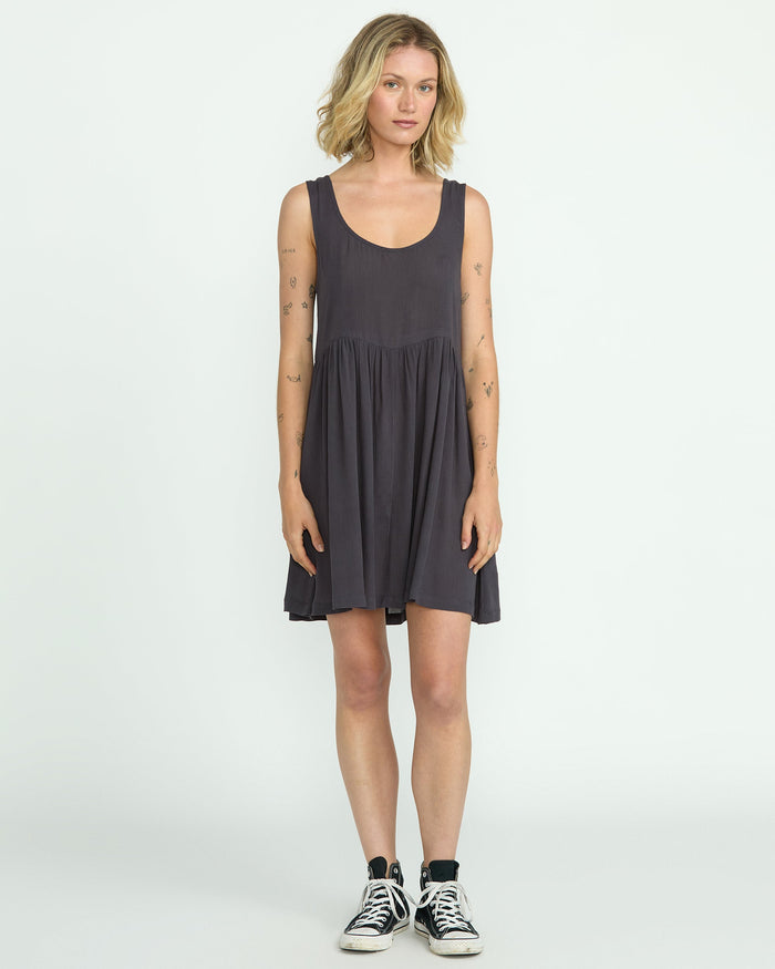 Women's Lived In Baddie Dress-Vintage Black-Volcom
