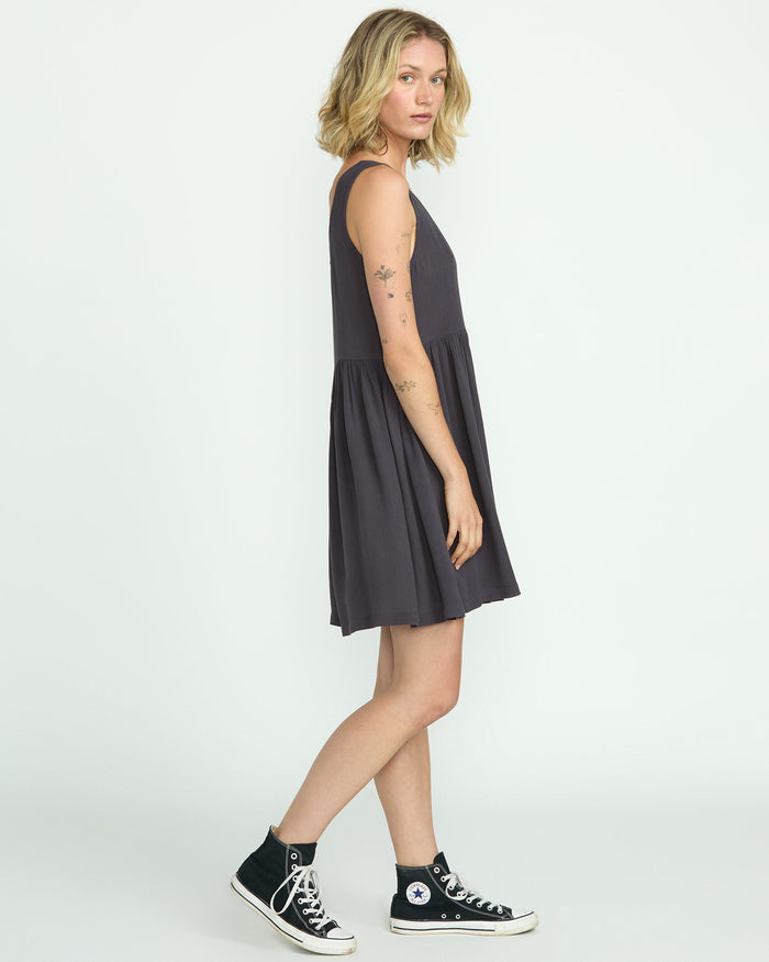 Women's Lived In Baddie Dress-Vintage Black-Volcom
