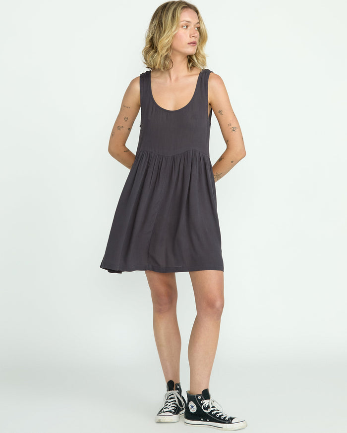 Women's Lived In Baddie Dress-Vintage Black-Volcom