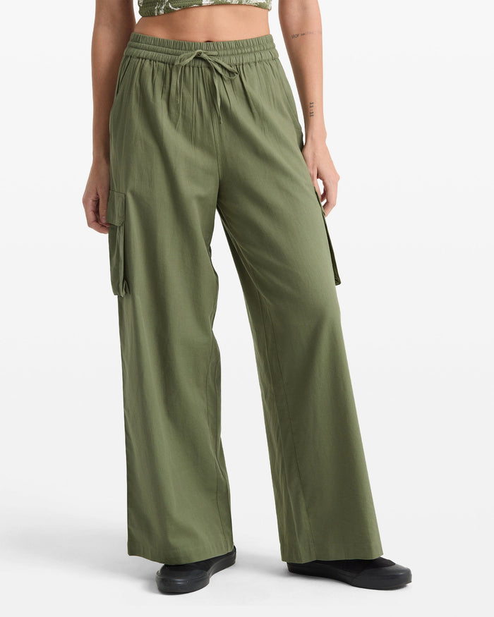 Women's Lived In Beach Pants-Moss Stone-Volcom