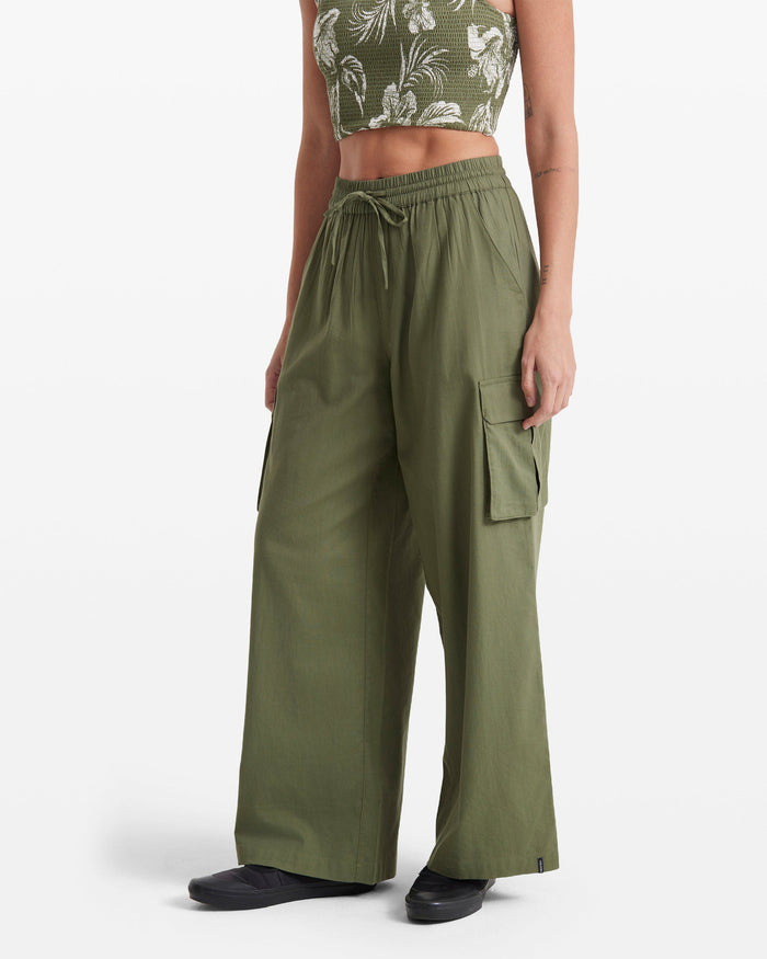 Women's Lived In Beach Pants-Moss Stone-Volcom