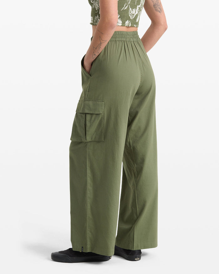 Women's Lived In Beach Pants-Moss Stone-Volcom