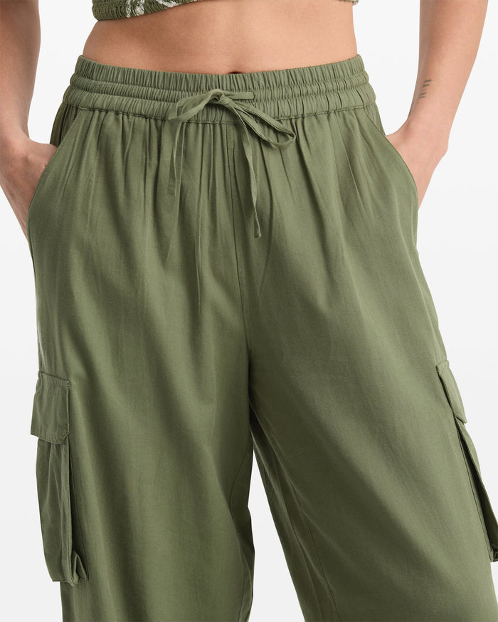 Women's Lived In Beach Pants-Moss Stone-Volcom