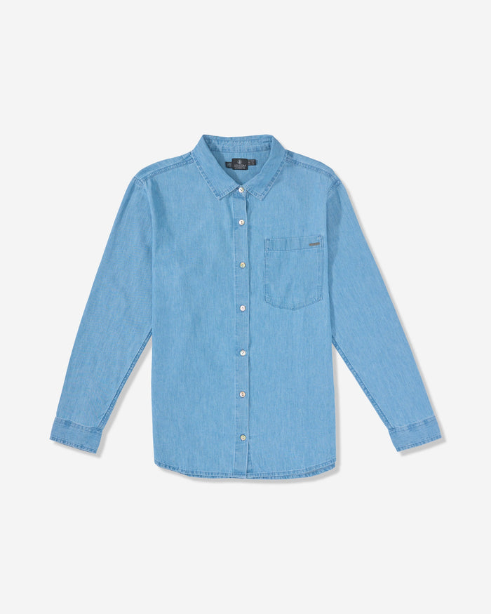 Women's Lived In Button Up-Chambray-Volcom