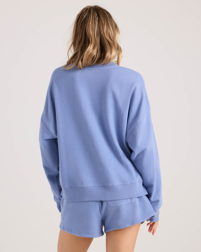Women's Lived In Fleece Henley-Horizon Blue-Volcom
