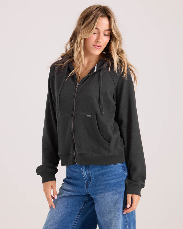Women's Lived In Fleece Zip-Vintage Black-Volcom