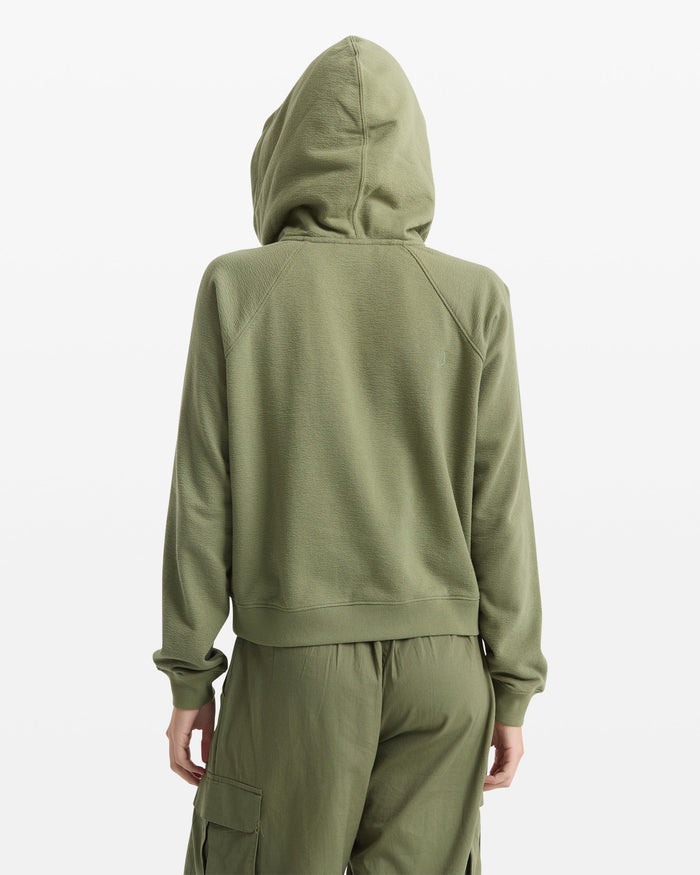 Women's Lived In Fleece Zip Sweatshirt-Moss Stone-Volcom