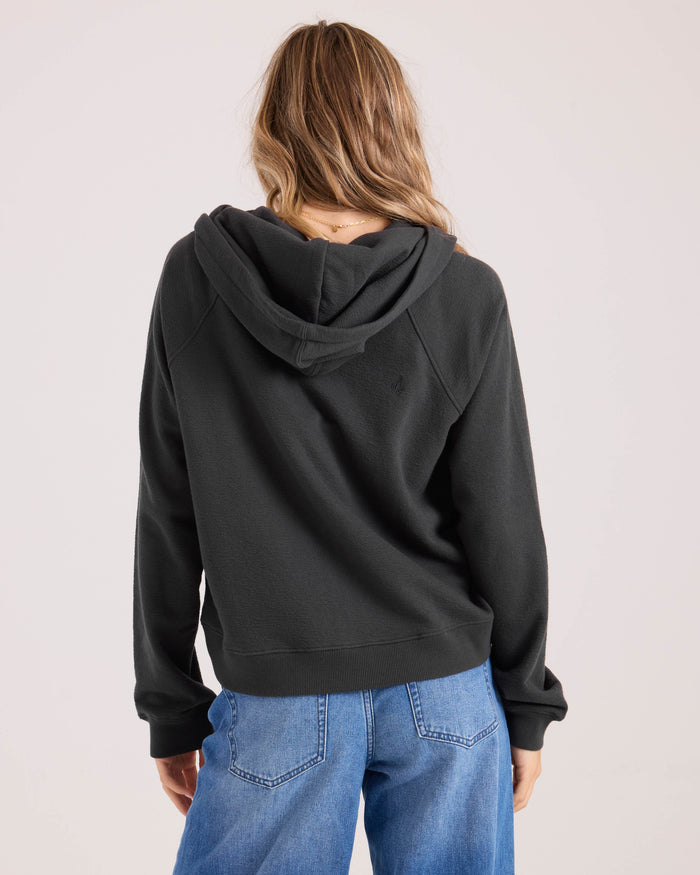 Women's Lived In Fleece Zip-Vintage Black-Volcom