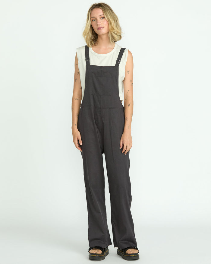 Women's Lived In Romper-Vintage Black-Volcom