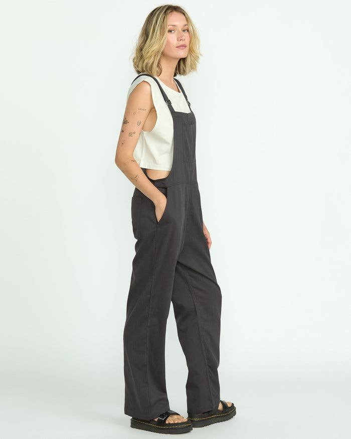 Women's Lived In Romper-Vintage Black-Volcom