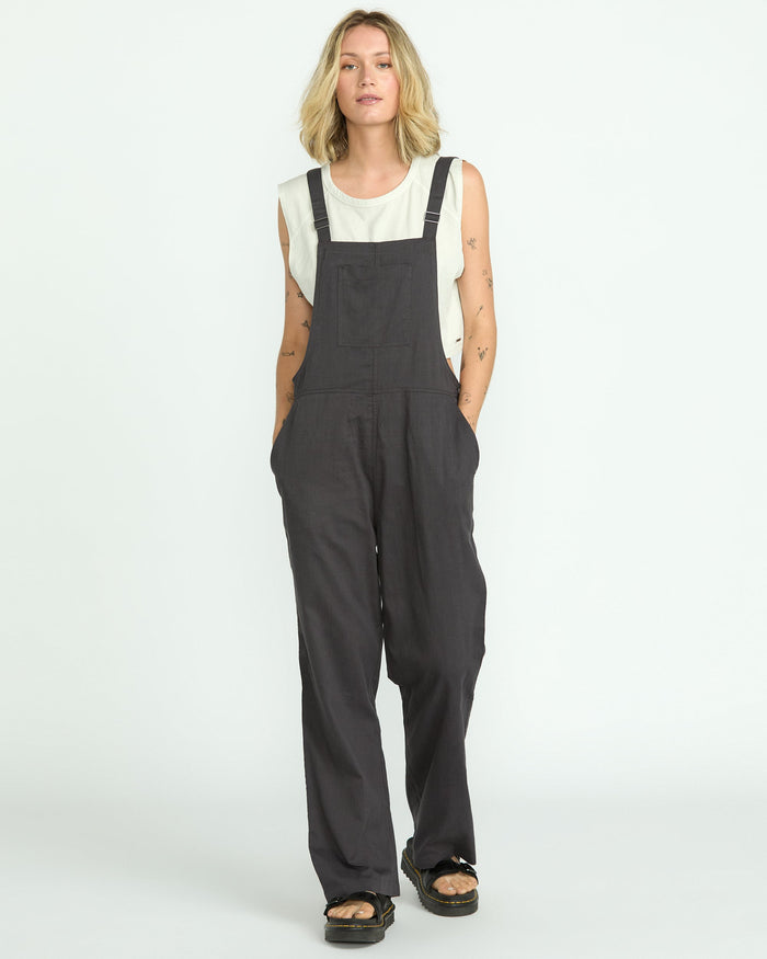 Women's Lived In Romper-Vintage Black-Volcom