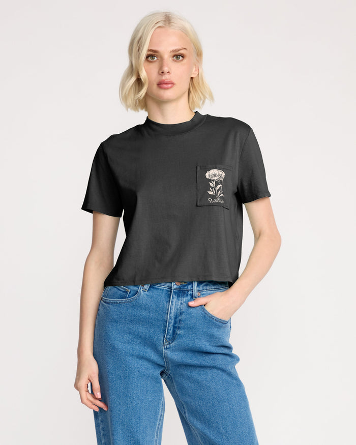 Women's Pocket Dial Tee-Vintage Black-Volcom