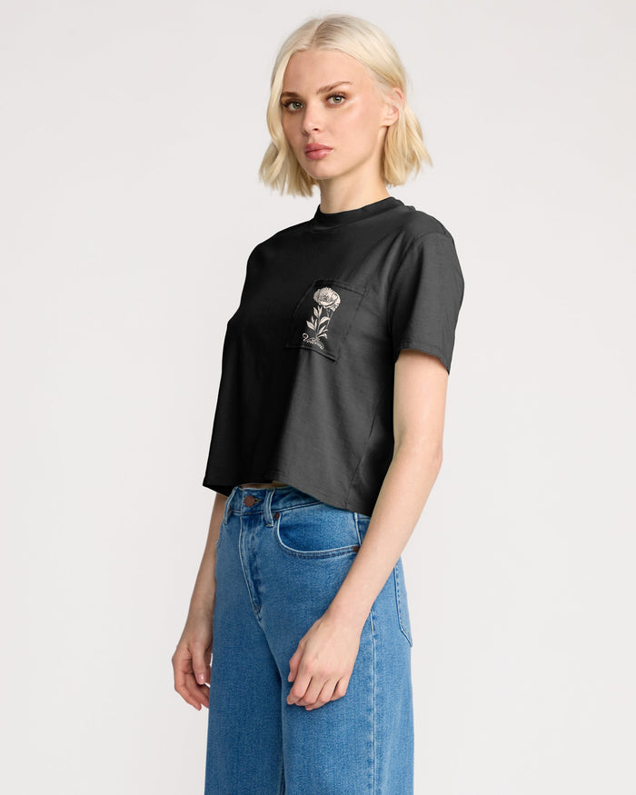 Women's Pocket Dial Tee-Vintage Black-Volcom