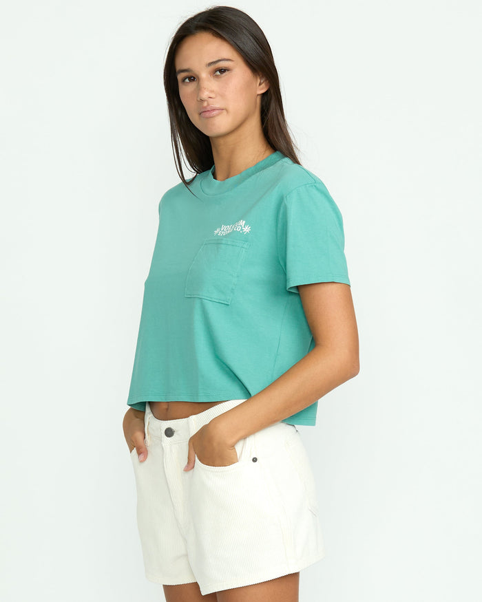 Women's Pocket Dial Tee-Stormy Blue-Volcom