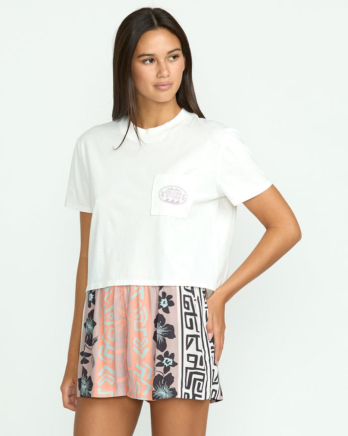 Women's Pocket Dial Tee-Star White-Volcom