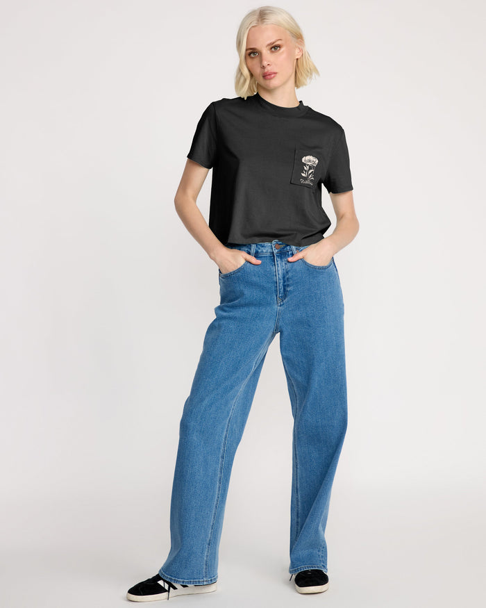 Women's Pocket Dial Tee-Vintage Black-Volcom