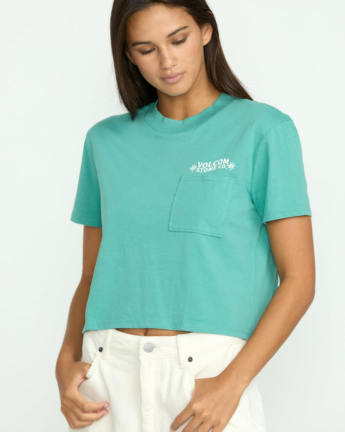 Women's Pocket Dial Tee-Stormy Blue-Volcom