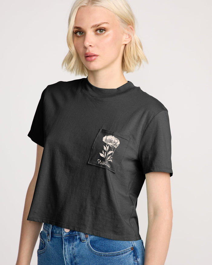 Women's Pocket Dial Tee-Vintage Black-Volcom