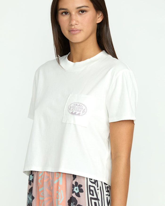 Women's Pocket Dial Tee-Star White-Volcom