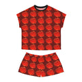 Women's Red Heart Pattern Short Pajama Set – Valentine's Sleepwear - 314 Originals